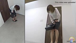 japanese office lady experiences sudden wetting moment
