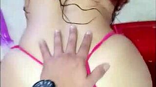 redhead pawg in pink thong gets caught bent over in jacuzzi handled raw pov