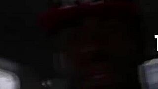 Mz Natural's natural tits bounce wildly as gangbang crew runs train with facials and licks.