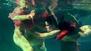imagine lilia mihalkova natalia kupalka licking shaved pussies underwater