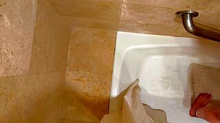 Dude caught my stepsis rubbing her wet pussy in the bath tub