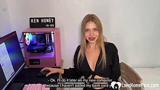 hot russian blonde babe bends over deepthroats my monster cock pov doggystyle 😍