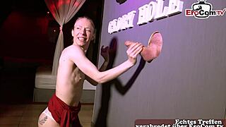 Devote Petite 18+ Teen Slut Gangbanged Hard by Two Men in Brothel on Desk