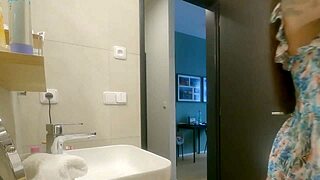 Tattooed Alia Flashes Shaved Pussy and Ass in Bathroom