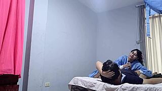 amateur peruvian nurse starts treatment but ends with my cock deep in her shaved wet pussy