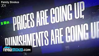 Stepdad Punishes with Spanking and Teaches Cock Swallowing Using Credit Card