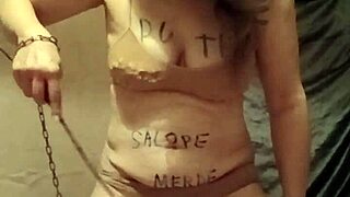 i'm your humiliated french maid slave flashing tits outdoors then spanking myself with pins for orgasm...