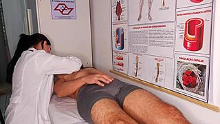 Nurse sees my monster erection and can't resist deepthroating it right there!