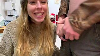 Watch this tall european housewife with juicy wet pussy suck deep and bounce on monster cock begging for all your cum