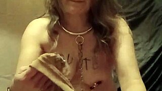 i'm your humiliated french maid slave flashing tits outdoors then spanking myself with pins for orgasm...