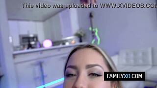 Sexy blonde stepdaughter Alina Lopez gives her father-in-law a deepthroat POV ride in hardcore cowgirl action