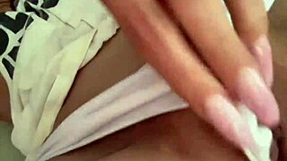 mmm rica latina masturbating hard with dildo on cousin's bed 😍🔥