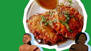 young chinese girl wrestles in the hood with food play twists