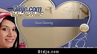 omg horny young maid gets bent over and banged by bald old man!