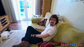 Busty British babe tricked into first-time cock sucking and handjob