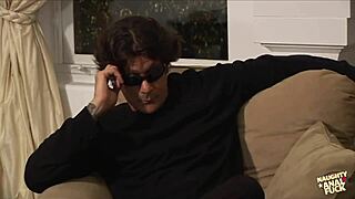 watching her striptease has this busty blonde babe craving a wild threesome with double penetration and cumshots