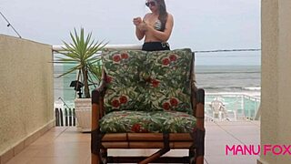 Manu Fox fingers her big ass pussy outdoors by beach voyeur style