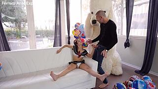 Wet Italian teen Bambolina gapes ass first time pees drinks rough anal cum!