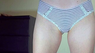 i crave this schoolgirl slipping cotton panties over hairy pussy