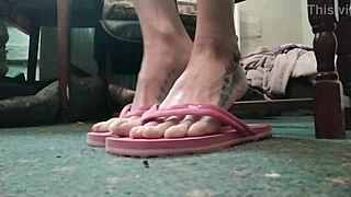 exotic curvy fat babe shows off huge talons. long nails toes in flip flops sexy