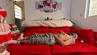 brazilian bbw chubby fulfills his christmas wish. huge tits fat ass homemade dream fuck