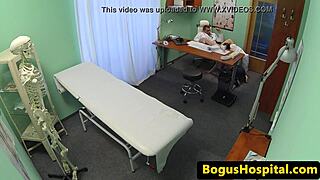 Her hairy pussy throbs as the doctor fingers and bangs her deep