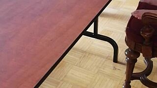 Goddess stomps slave's huge cock until cum explodes under her bare feet