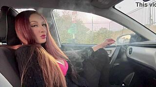 italian big tits milf artemisia love smokes sexy in car showing off her huge natural boobs