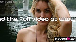 hey anna katarina that naked blonde musician babe strips outdoors with guitar sexy clothes ripped