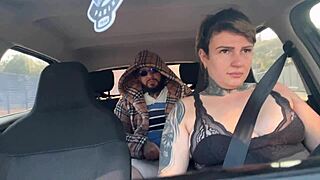 Uber driver grabs suspicious passenger and ends up spreading wet pussy on his cock right in the car