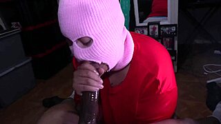 thick masked beauty gags on bbc till sloppy cum explosion