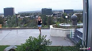 hey nympho blonde teen with tiny tits seduces strangers for gangbang cum swallows!