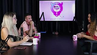 Charllottye sheer red starts soft with lingerie but swings wild in group bdsm with brazilian blondes