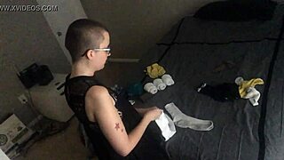 bald girl folding laundry konmari style totally ignores you...