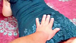 stepson rubs down unsatisfied young stepmom then pounds her hard doggystyle