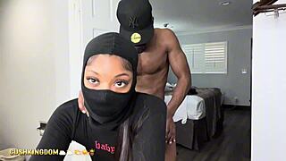 sexy curvy arab ebony chick dildos pussy then real cock pounds her fat ass