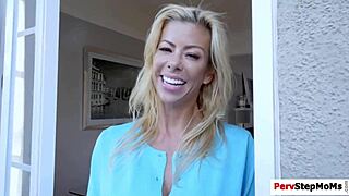 Blonde milf with huge tits rides young hunk's monster cock in ecstasy