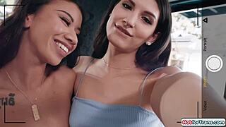 Latin tgirl Zariah Arau has her big trans cock deepthroated hard.