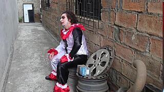 Clown fucks two busty curvy milfs at halloween party rave.