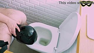 pathetic slave humiliated with strapon fisting deep in ass while head shoved in toilet for femdom domination