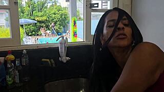 friends fuck milf wife in kitchen while hubby cleans pool final part