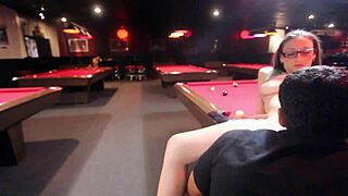 WIFE FUCKS STRANGER While Hubby Snoozes in Pool Hall Corner!