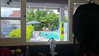 friends fuck milf wife in kitchen while hubby cleans pool final part
