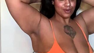 ebony milf pornstar shakes big tits and ass in sexy bikini dance routine
