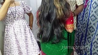 Desi bhabhi and friend in sarees share hot threesome sex with her best friend