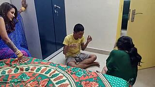 WOW! DESI AMATEUR FFM THREESOME TWO GIRLS RIDE SKINNY BOY HARD!