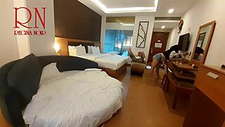 Hey check this curvy college slut in dorm, he licks her navel filled with drink then her juicy big pussy closeup cunilingus party quickie.