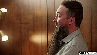 Milfy redhead Zoe Grey rides BBC room service deep while clueless hubby waits away