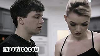 sexy maid gets seduced by boss stepson for kitchen ride