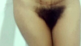 Desi indian teen flashes amazing hairy pussy and huge natural boobs indoors